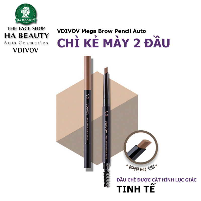 Chì kẻ mày 2 đầu dễ kẻ VDIVOV Mega Brow Pencil Auto 0.35g