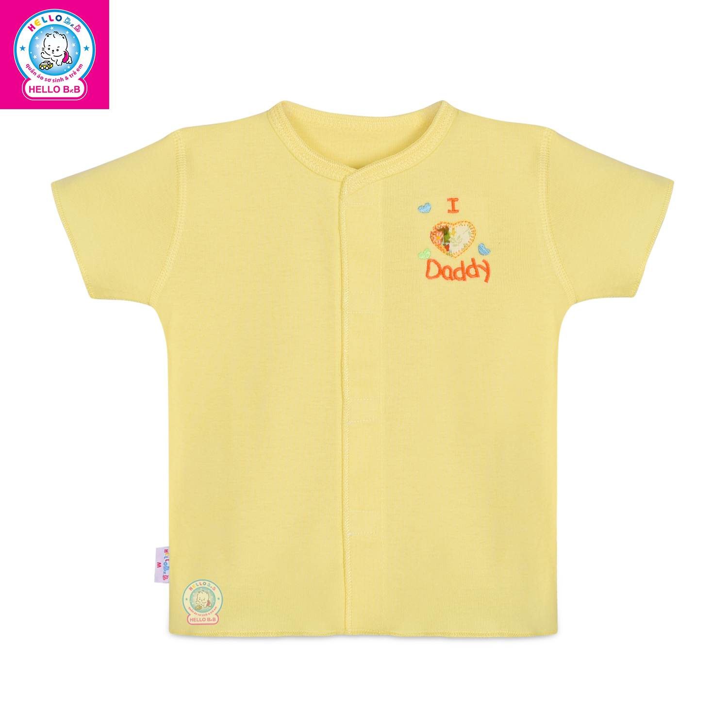 Áo sơ sinh cổ tim màu tay ngắn AL0416- Hello B&B