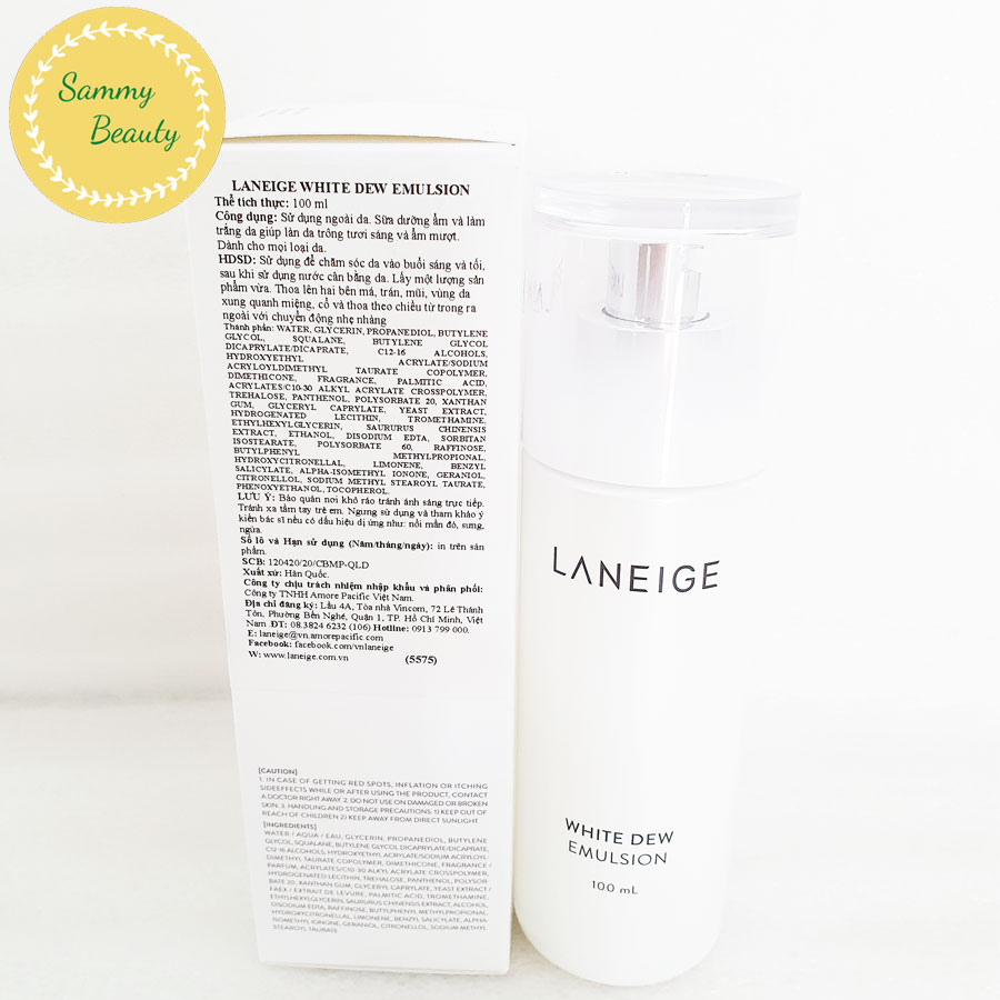 (TEM CHÍNH HÃNG) Sữa dưỡng trắng da Laneige White Dew Emulsion 100Ml