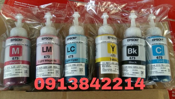 Bảng giá mực Epson 673(epson L800/L805/ L1800/L850 mã 673= 6 màu/1 bộ hàng bóc máy zin theo máy Phong Vũ