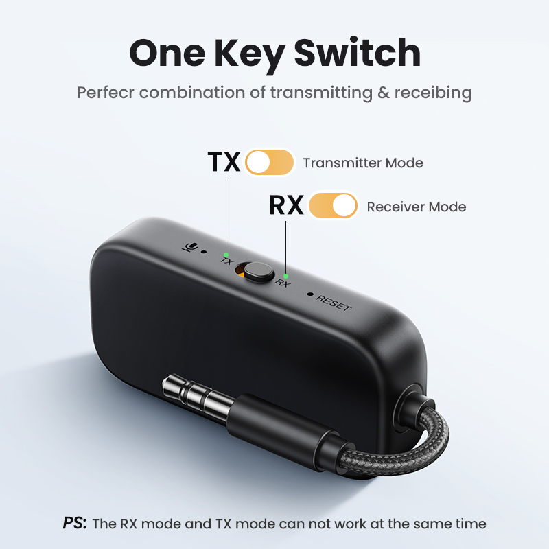 UGREEN Bluetooth 5.4 5.2 Transmitter Receiver 2-in-1 Wireless 3.5mm Aux Bluetooth Adapter Compatible with Car Home Stereo System Headphones Model: 35222