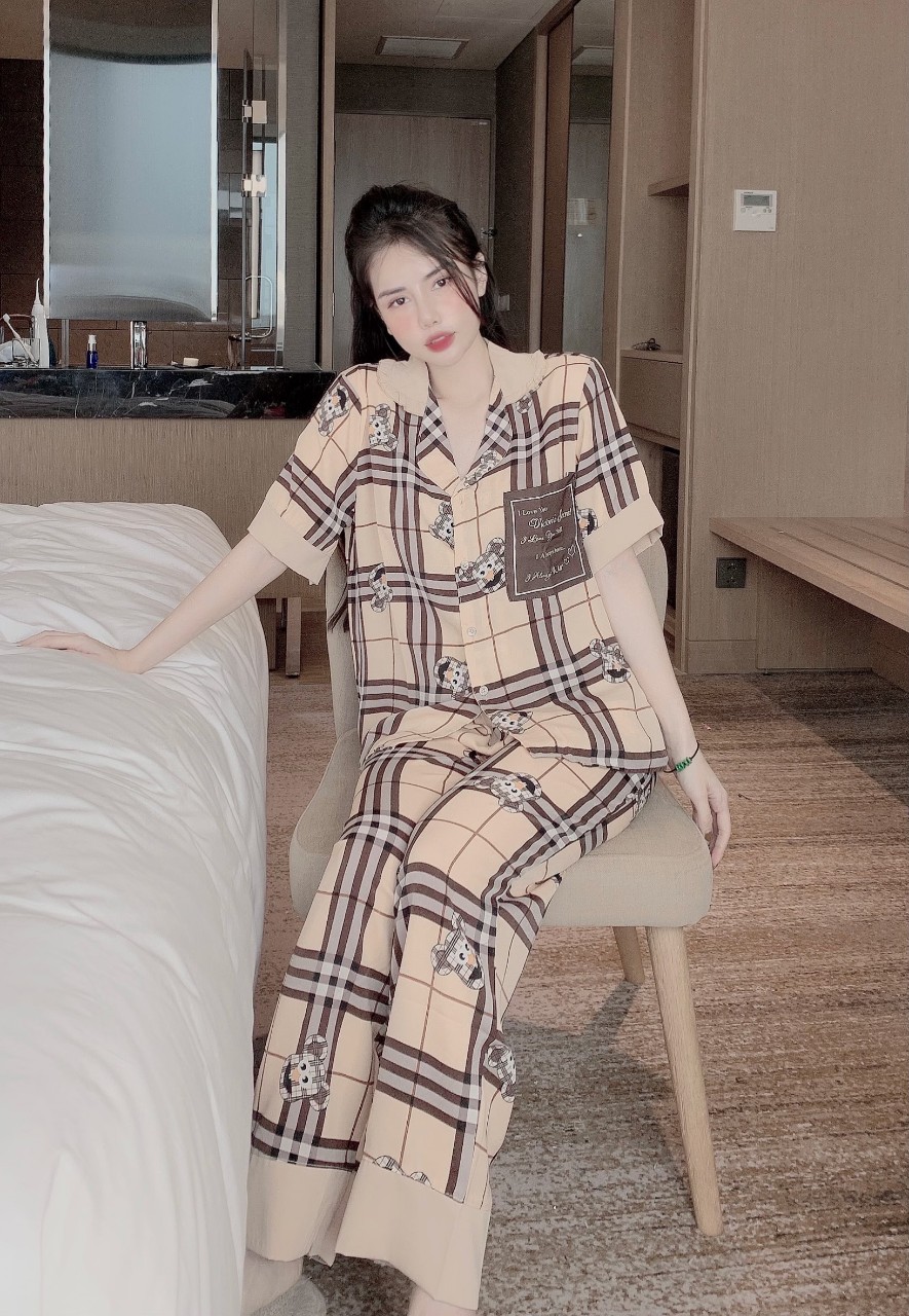 Đồ bộ mặc nhà cộc dài mango mềm mịn mát đẹp 114