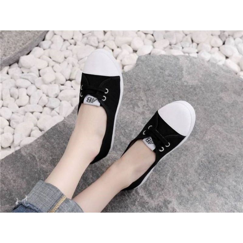 Giày lười vải cotton đế cao su 2p