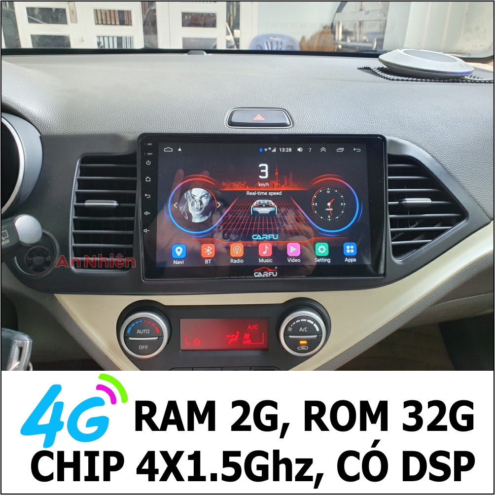 Màn Hình DVD Android Chạy Sim 4G Cho Xe KIA MORNING, Tích Hợp GPS Chỉ Đường Bằng NaviTel, Có Tiếng Việt, điều khiển giọng nói, điều khiển vô lăng, Xem Camera Lùi - Đầu Màn hình DVD Kèm Mặt Dưỡng Giắc Nguồn Zin Cho Xe KIA MORNING