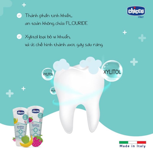 Kem đánh răng Chicco hương dâu 12M+