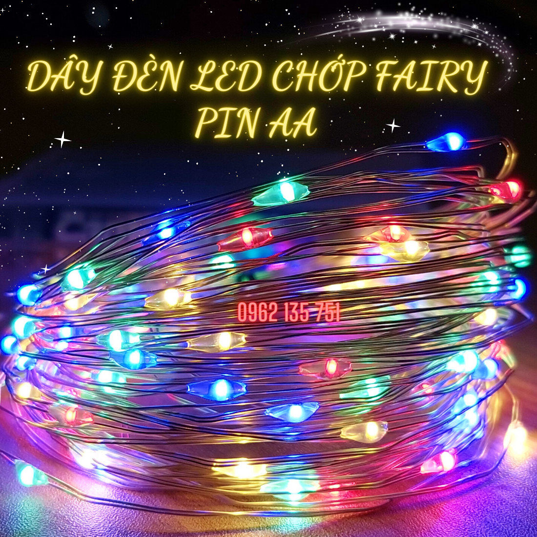 Đèn fairy light đèn đom đóm dùng pin aa trang trí siêu đẹp