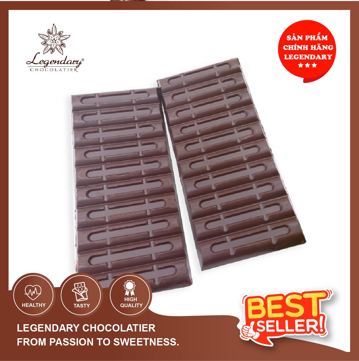 Socola Legendary - Socola Đen 58 - 100% cacao nguyên chất 85g