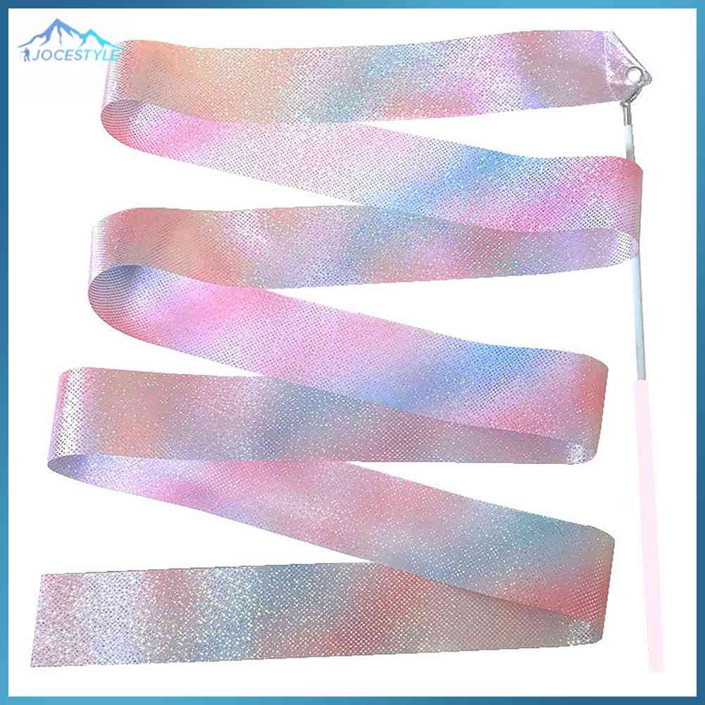 Flashing Glitter Dance Ribbon Rhythmic Art Gymnastics Ballet Twirling Stick