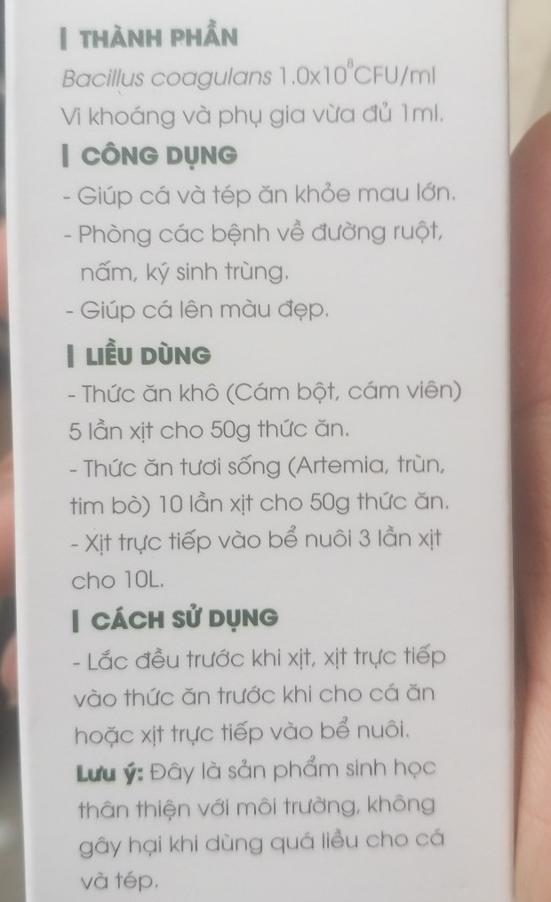 [HCM]Vi sinh tiêu hóa KOIKA BAC + cho cá cảnh chai 105ml
