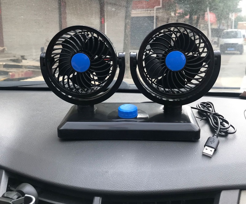 Quạt Đôi mini xoay 360 độ cổng USB để trên ô tô bàn làm việc