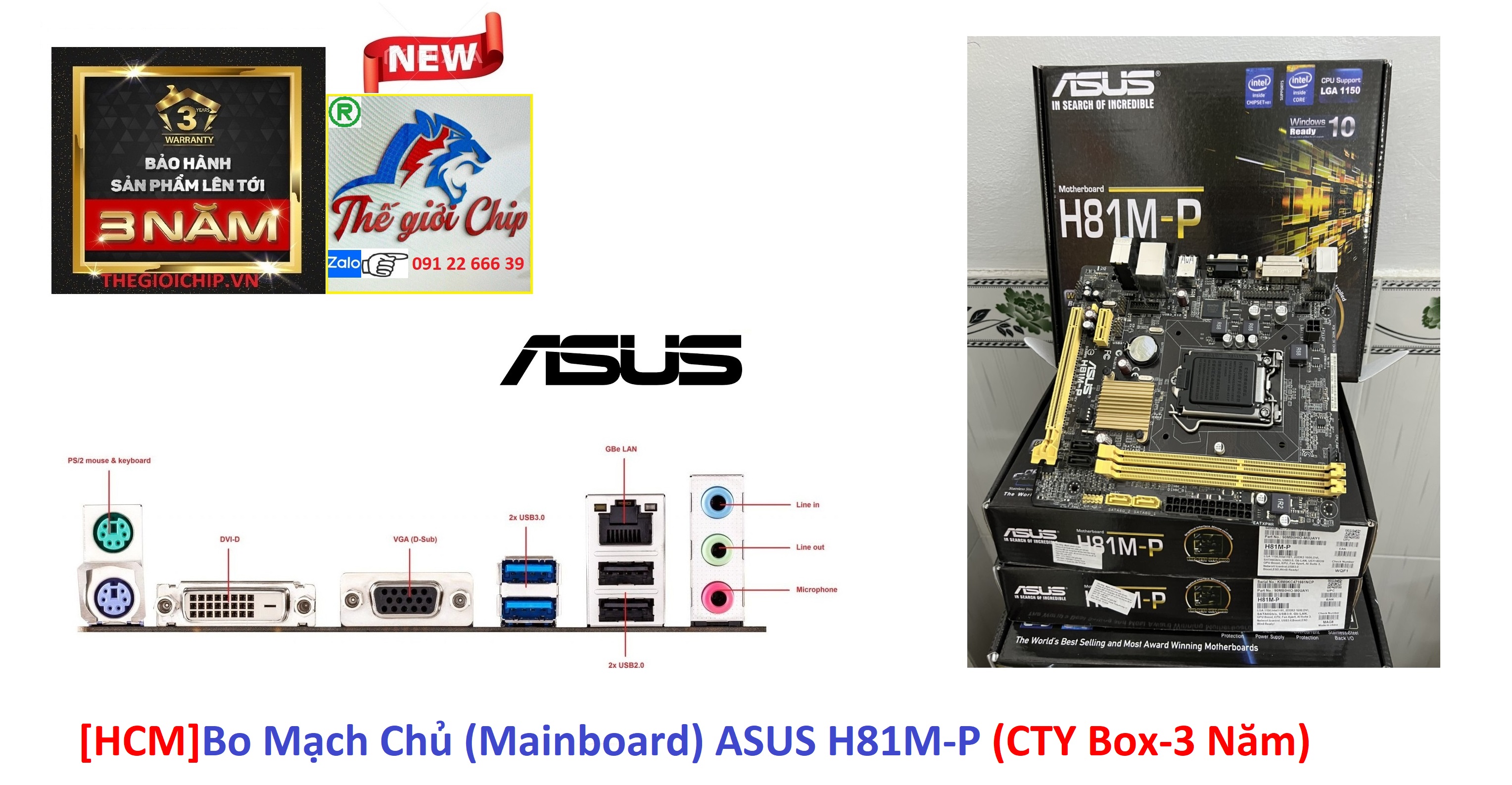 [HCM]Bo Mạch Chủ (Mainboard) ASUS H81M-P (CTY Box-3 Năm)
