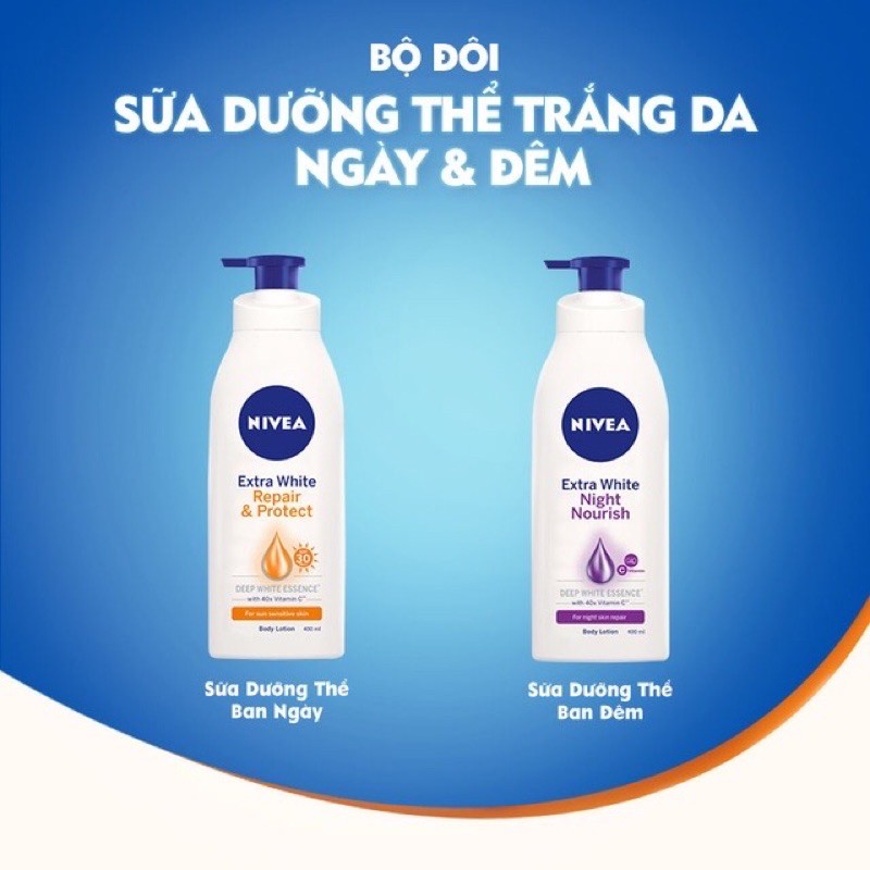 Sữa dưỡng thể trắng da Nivea ngày và đêm (350ml+400ml)
