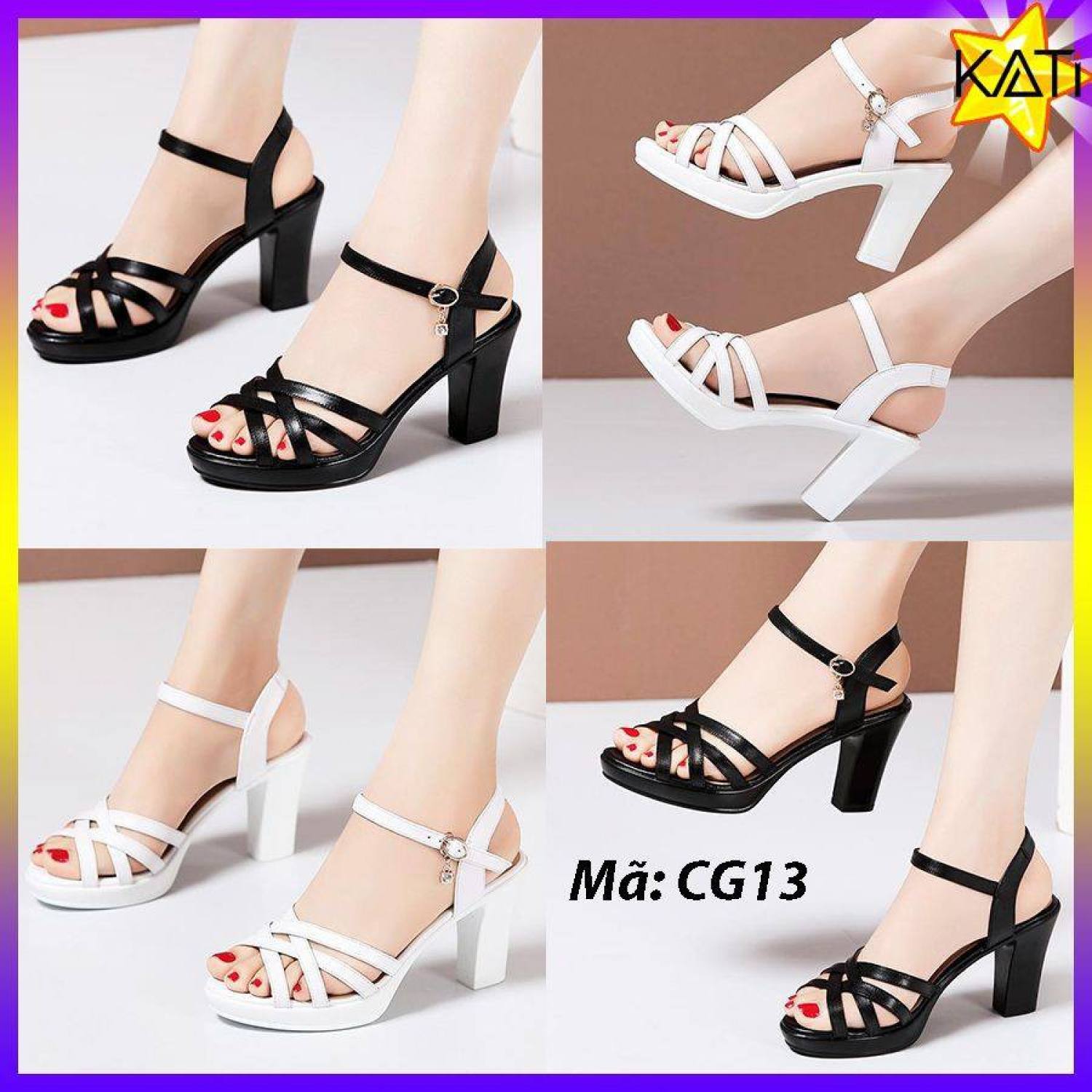 👠[SALE CÓ HẠN] Sandal gót vuông dây đan cực xinh- CG13