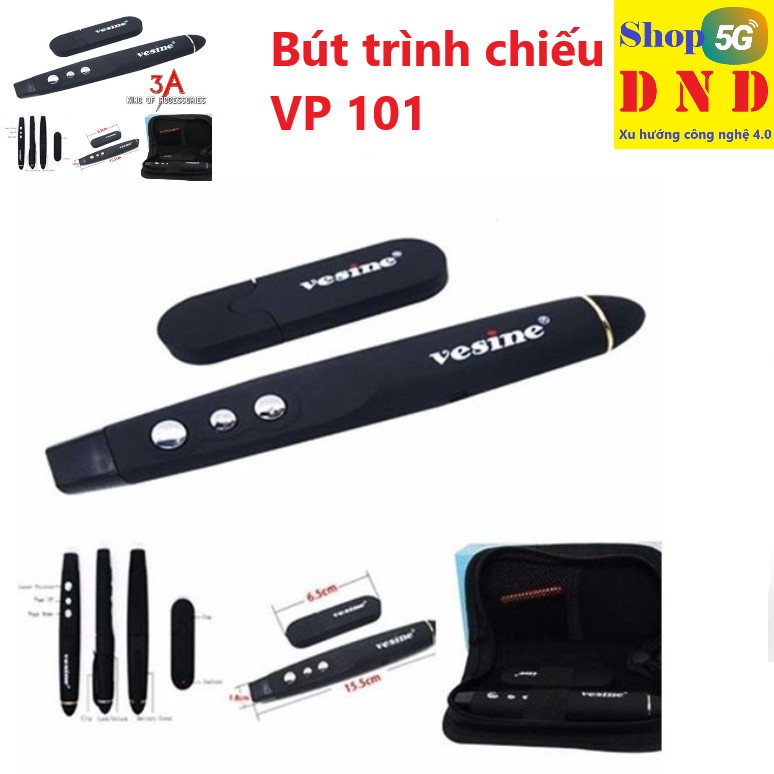 Bút trình chiếu, trợ giảng 101 - 010 laze xa 50m điều khiển không dây 10m, dùng pin AAA thời gian 3 tháng