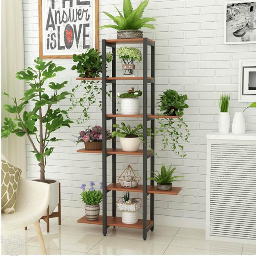 Kệ trang trí gỗ khung sắt tĩnh điện 6 tầng