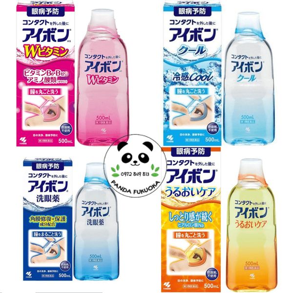 Nước Rửa Mắt Eyebon W Vitamin 500ml - Panda Fukuoka - [Chính hãng] [Nội địa Nhật] vệ sinh mắt, bổ sung vitamin, tăng đề kháng, tăng hiệu quả phục hồi mắt, giảm khô mắt, mỏi mắt