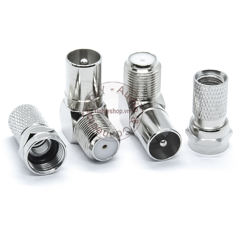 1 chiếc - Đầu bấm rắc cắm tín hiệu anten ANT 9.5mm TV Đầu kỹ thuật số DVB dạng bẻ góc liền khối kèm chuôi vặn