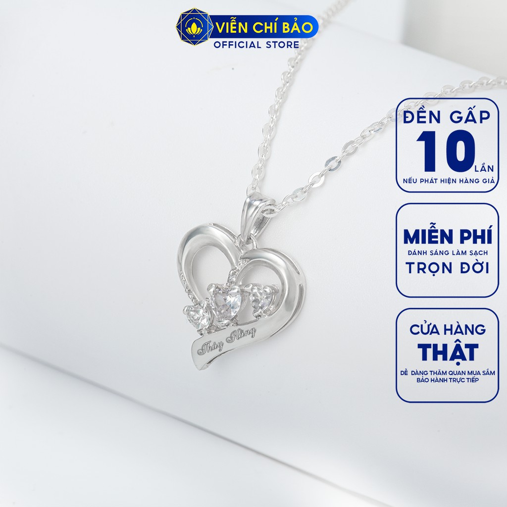 Dây chuyền Vòng cổ bạc nữ đẹp mặt trái tim khắc tên theo yêu cầu (Inbox shop)  Quà tặng cho bạn gái Viễn Chí Bảo M400015