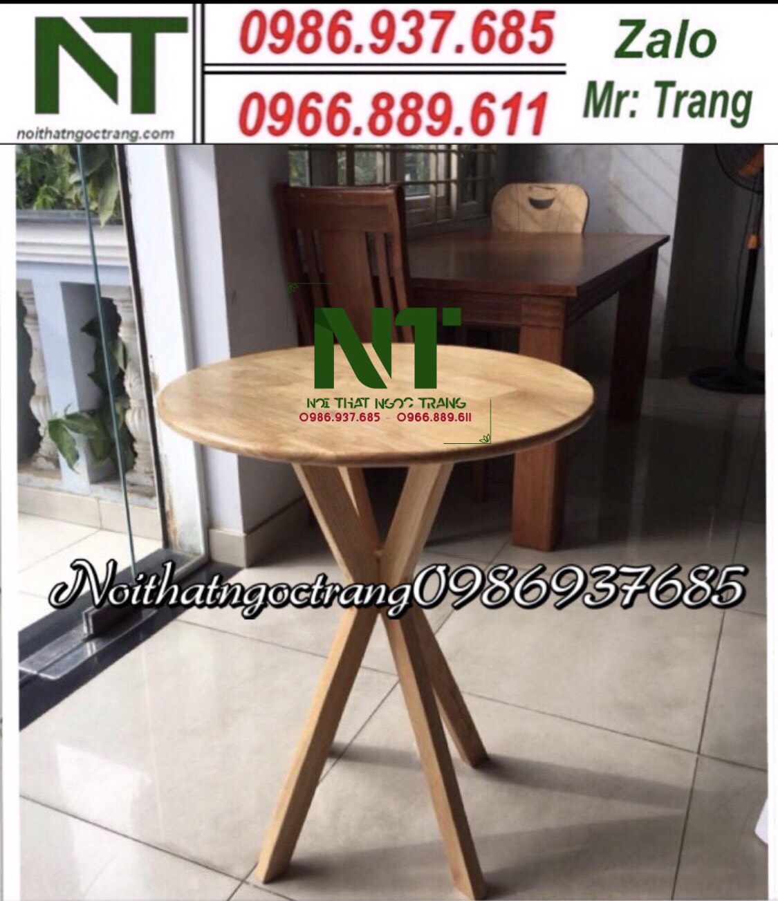 [HCM] Bàn tròn gỗ chân chụm thanh lý