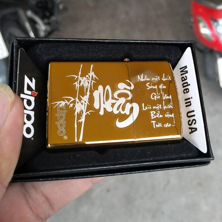 [HCM]Bật Lửa Zippo Khắc Laze Hình Chữ Nhẫn
