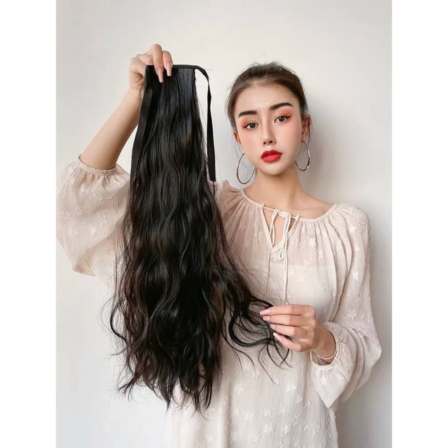 Tóc giả nữ đẹp🌸freeship🌸tóc giả buộc xù dài ms024