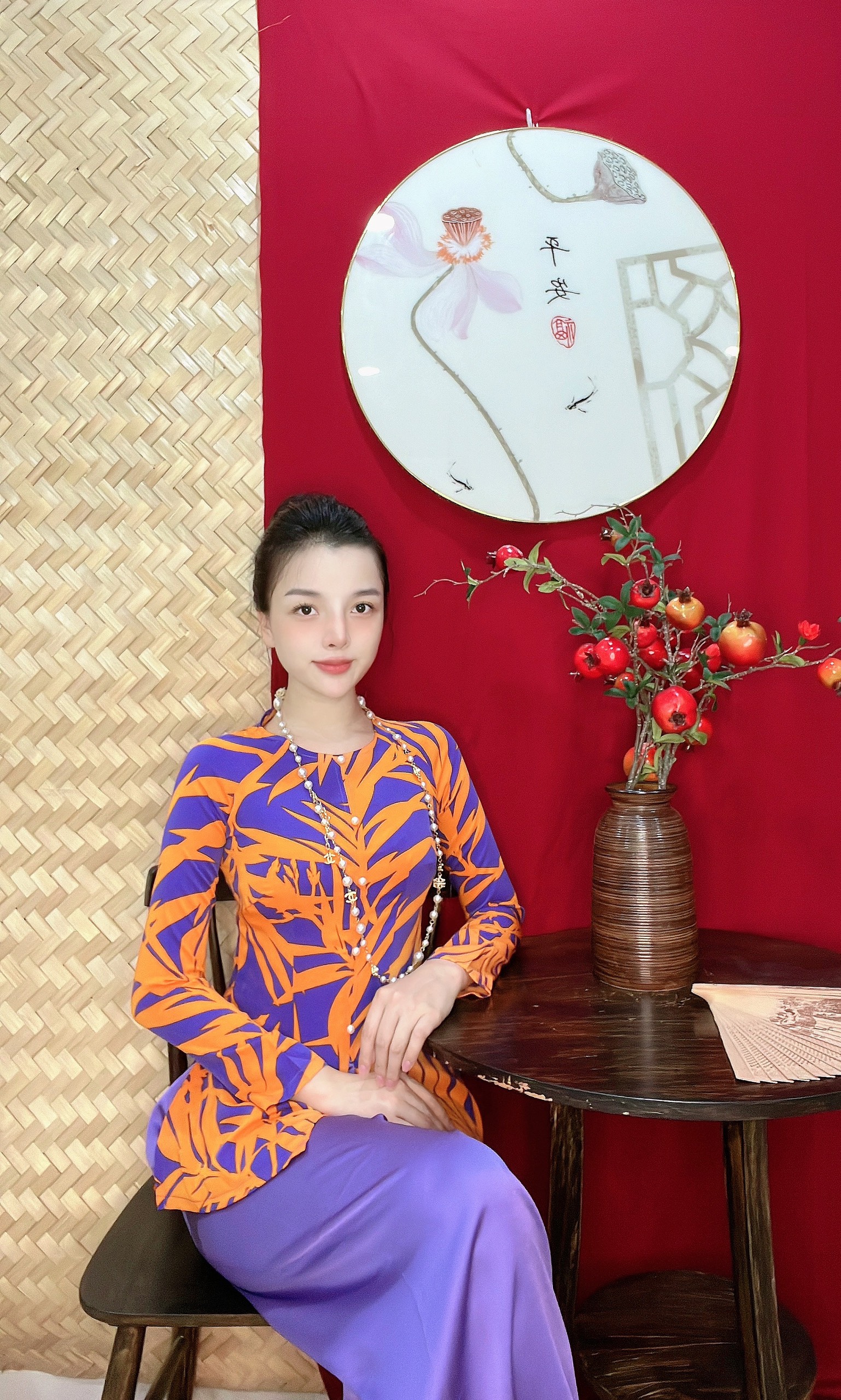 BỘ BÀ BA VẢI LỤA HỌA TIẾT VÀ CHẤM BI MẪU 2