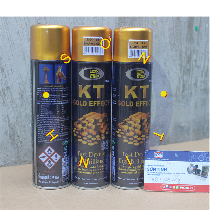 Sơn xịt Bosny KT Gold Effect - 185 (giả vàng ánh kim) - 1 chai