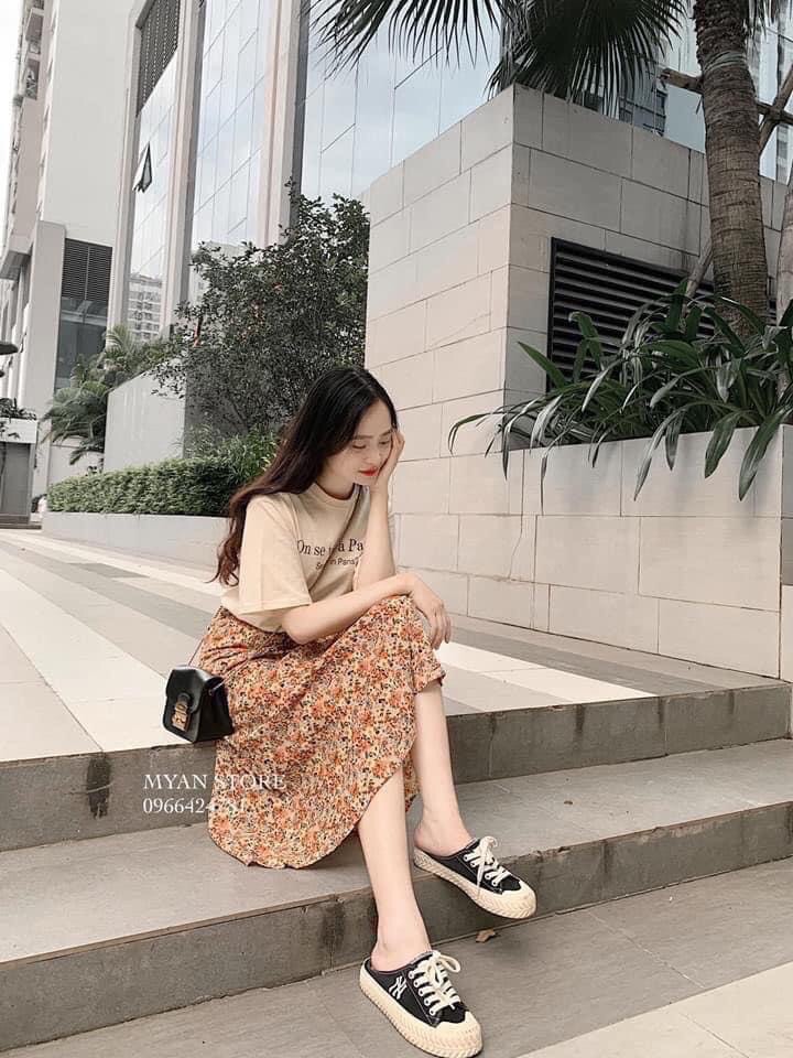 SET ÁO THUN CHÂN VÁY HOA NHÍ ( KÈM ẢNH THẬT)