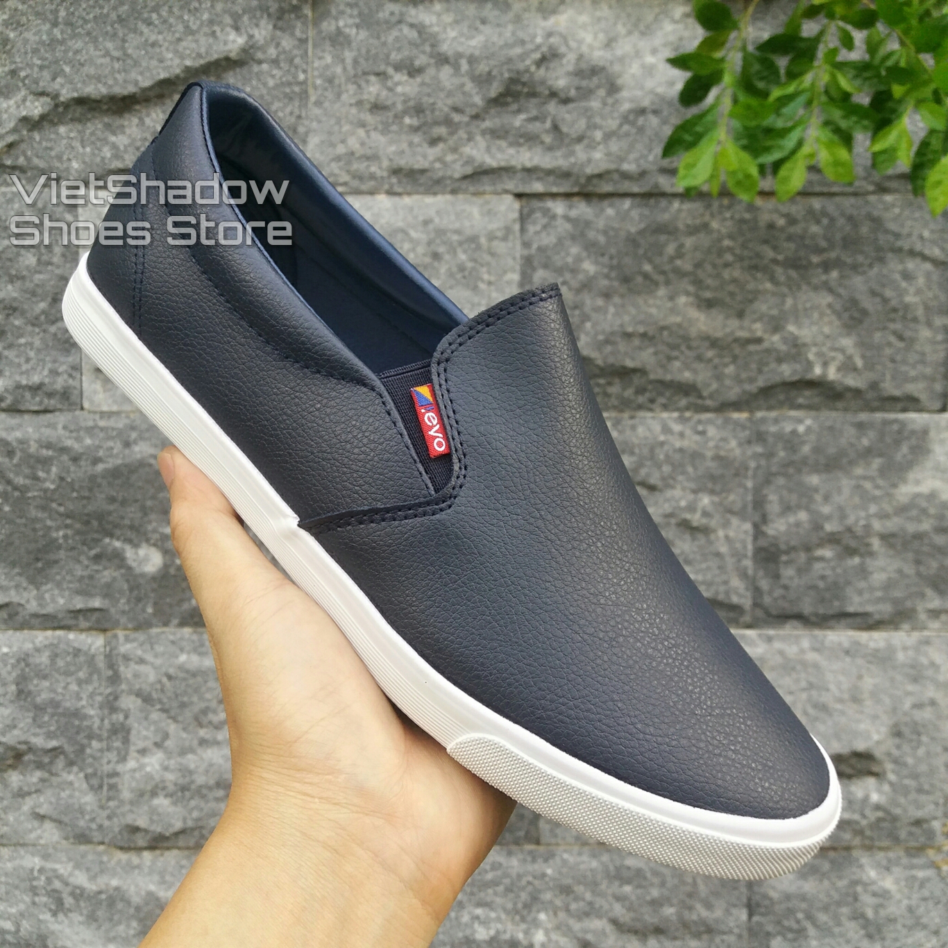 Slip on da nam - giày lười da nam thương hiệu leyo - da pu 3 màu và navy - mã sp a5192
