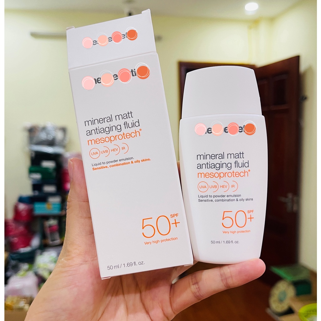 Kem chống nắng Mesoestetic Mineral Matt / Light Water Anti-Aging Veil Mesoprotech SPF 50+ / Melan 130+