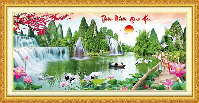Tranh đính đá Thiên nhiên giao hòa kích thước 160x66cm VS195