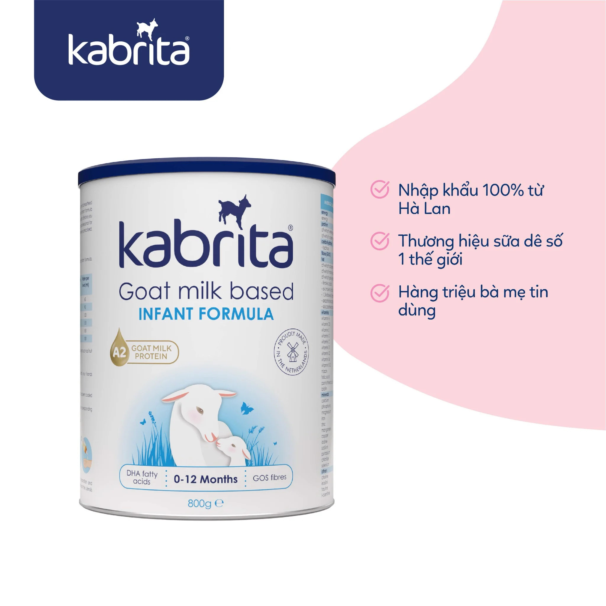 [Date 2.2025] Sữa dê Kabrita số 1 (0-12 tháng) - Lon 800g
