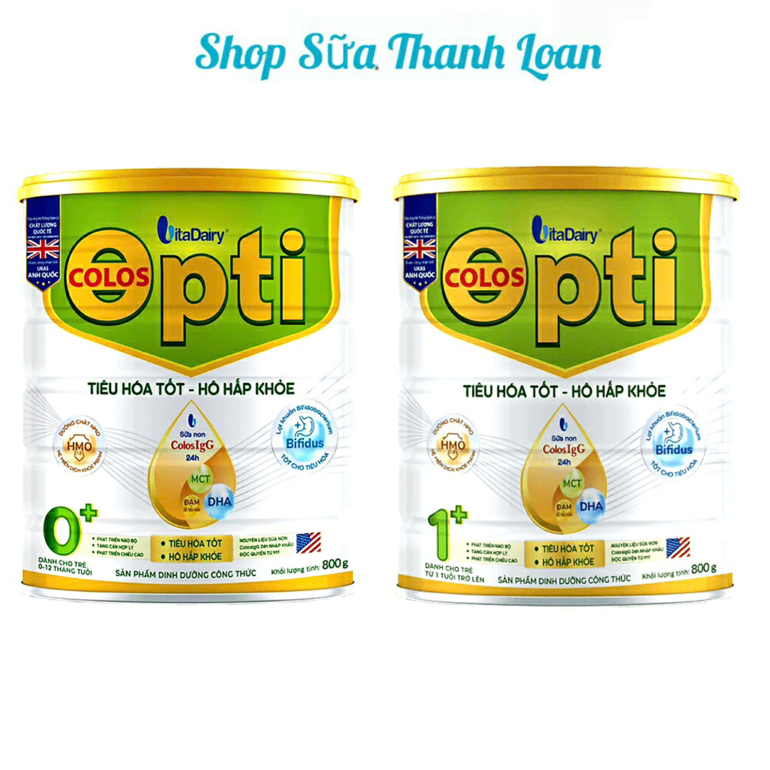 (HSD T12-2026) (Quét Mã QR Tích Xu) Sữa Bột Vitadairy Colos Opti 0+/ 1+ 800g.