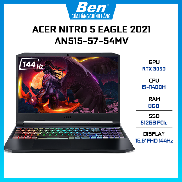 Laptop Acer Nitro 5 Eagle AN515-57-54MV (i5-11400H | 8GB | 512GB | GeForce RTX™ 3050 4GB | 15.6 FHD 144Hz | Win 11)