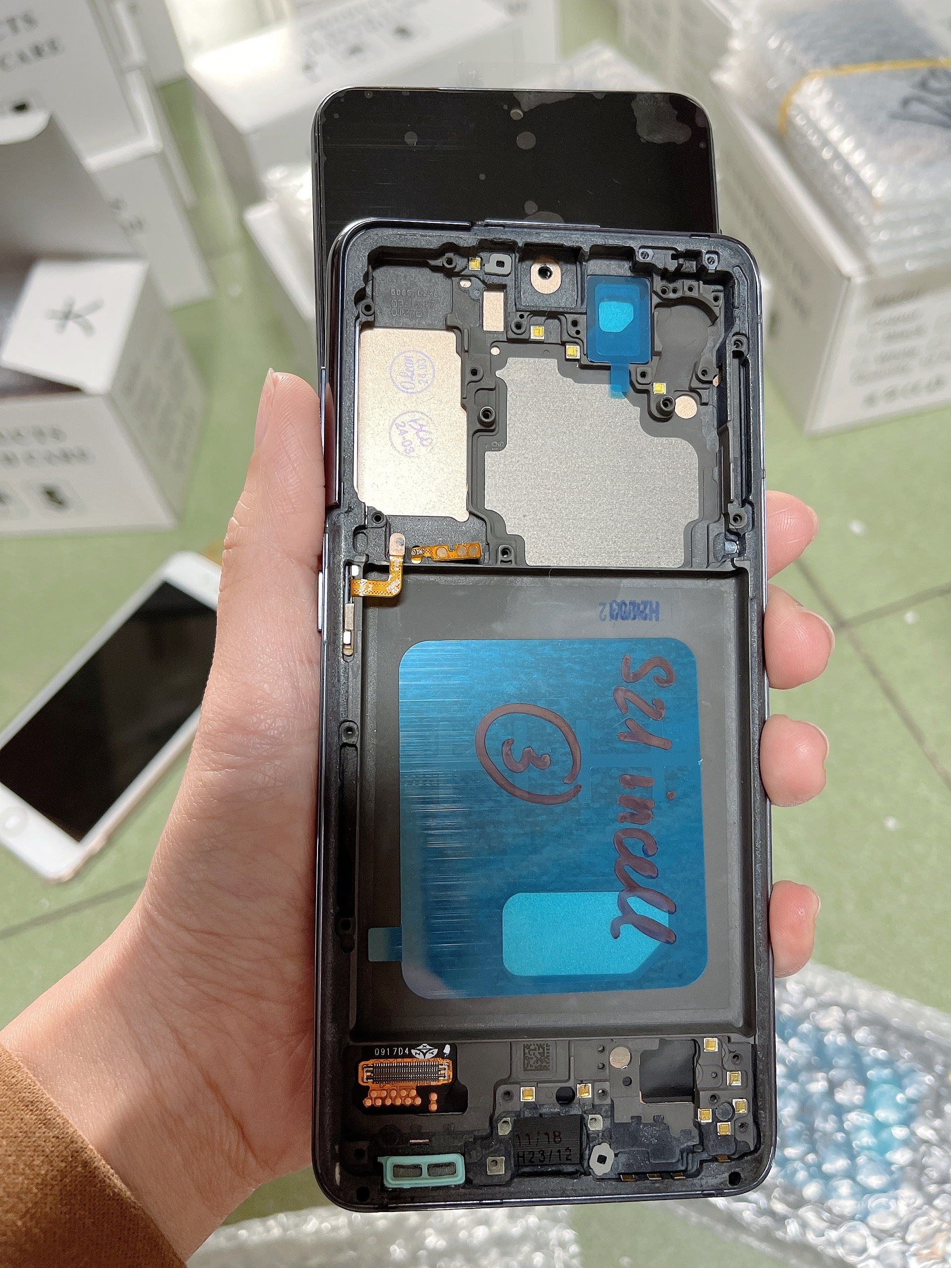 Màn hình samsung galaxy s21 - màn hình nguyên bộ incell liền khung xương, màu đen