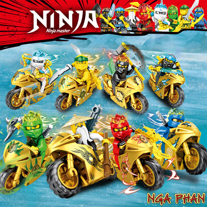 Combo 2 Ninja Cưỡi Mô Tô Vàng Cực Đẹp Ninjago SY Đồ Chơi Xếp Hình Lắp Ráp MOC DIY