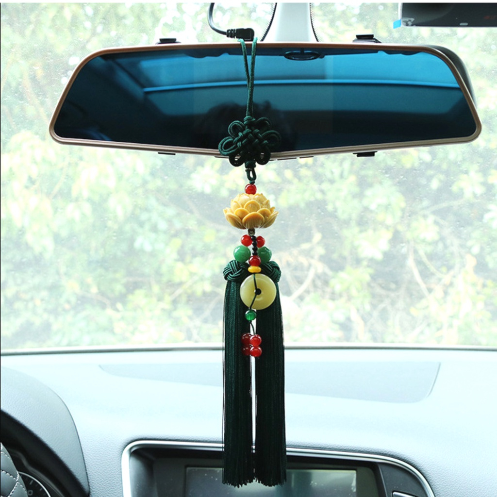 Khánh treo ô tô đài sen, dây treo ô tô hình hoa sem, khánh treo liên hoa sen trang trí xe hơi may mắn bình an P141
