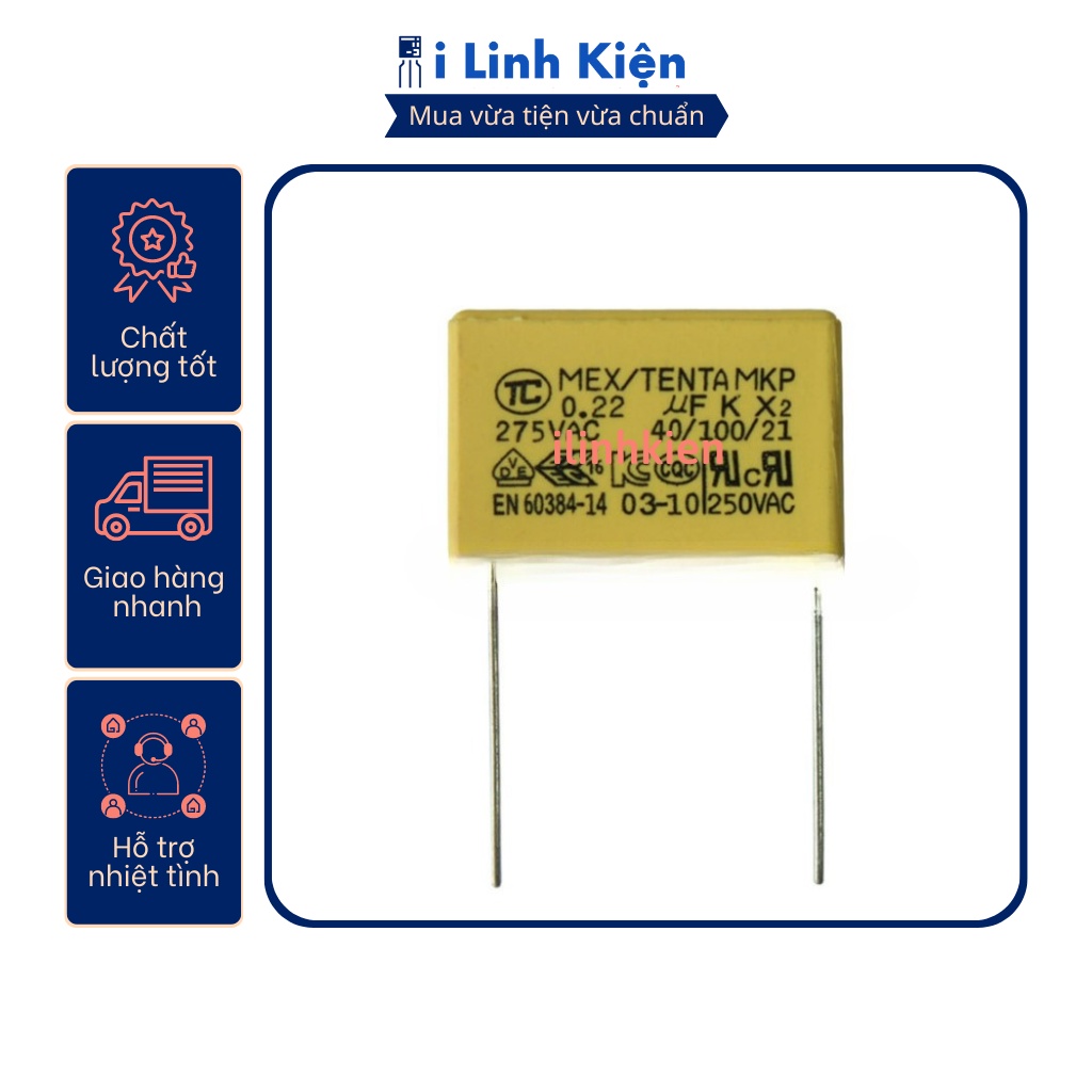 Tụ lọc nguồn ac 0.22uf 275v 224k chân 10mm