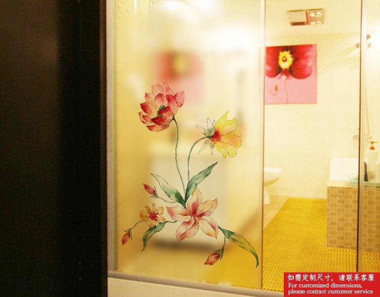 [HCM]Decal Dán Kính Cao Cấp - Hoa Sen đỏ ( 60x116 )-DK1091