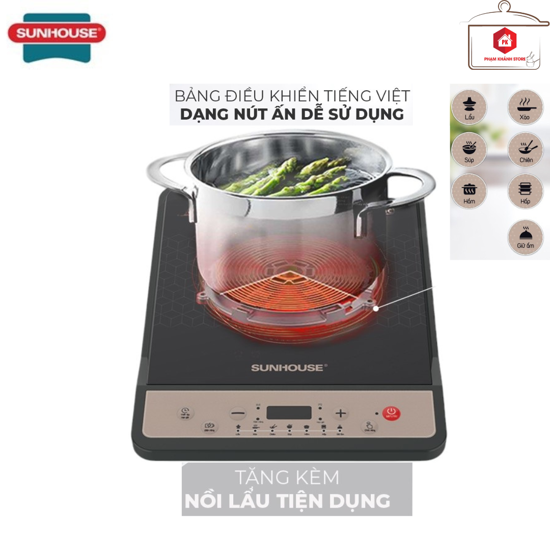 BẾP ĐIỆN TỪ SUNHOUSE SHD (Tặng Kèm Nồi Lẩu Nắp Kiếng)