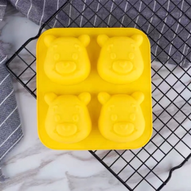 Khuôn silicon 4 mặt gấu