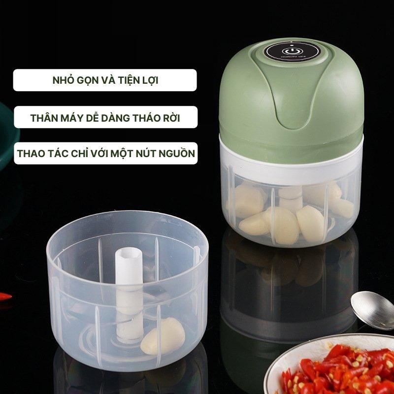Máy Xay Tỏi Ớt Mini 250ml Tích Điện