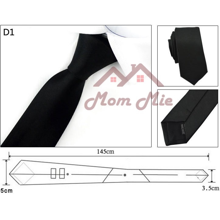 [HCM]Cà vạt nam bản nhỏ 5cm - THẮT SẴN hoặc TỰ THẮT (Đen, Nâu, Đỏ, Xanh biển) dành cho nam nữ