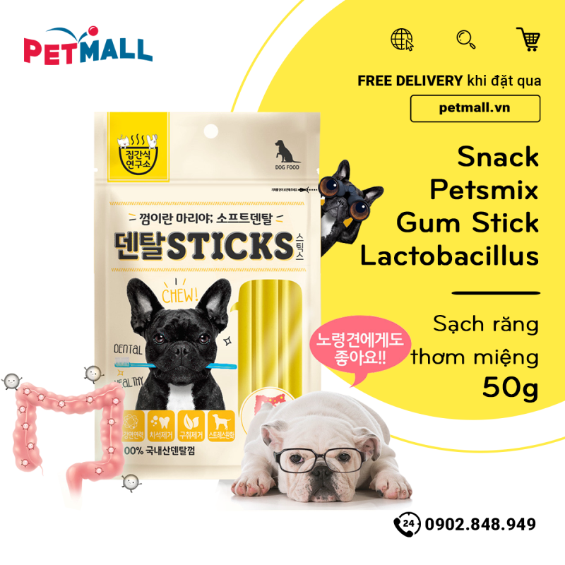 Snack Petsmix Gum Stick Lactobacillus 50g - Sạch răng thơm miệng