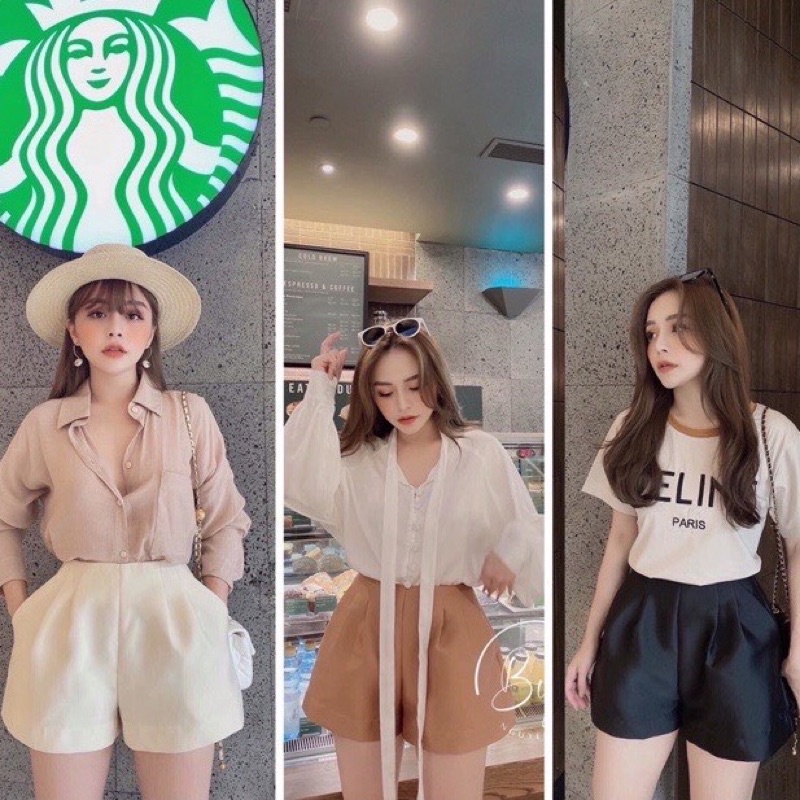 Quần đùi tacta bóng phong cách basic Q16