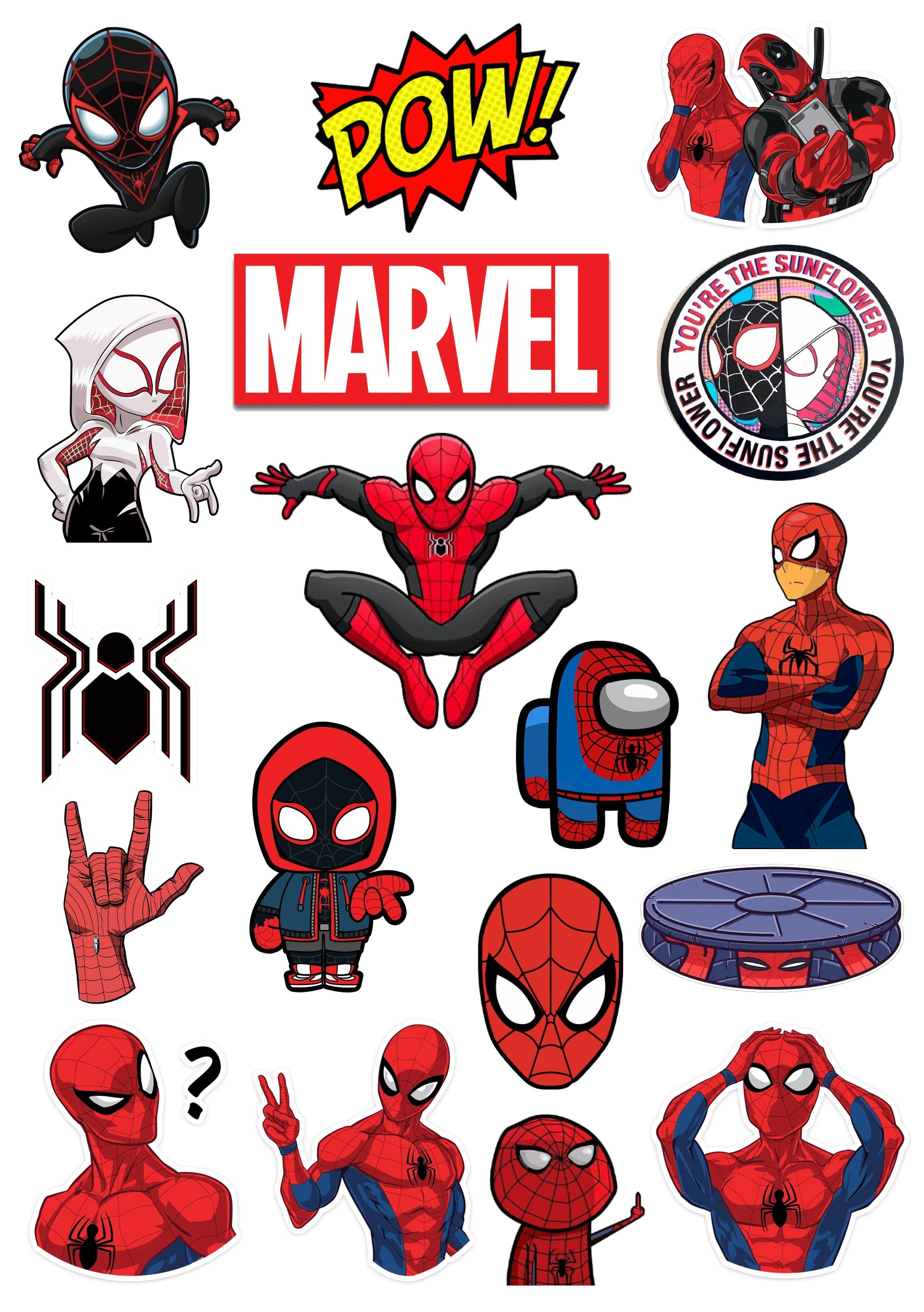 Sticker nhãn dán Marvel siêu anh hùng cute trang trí