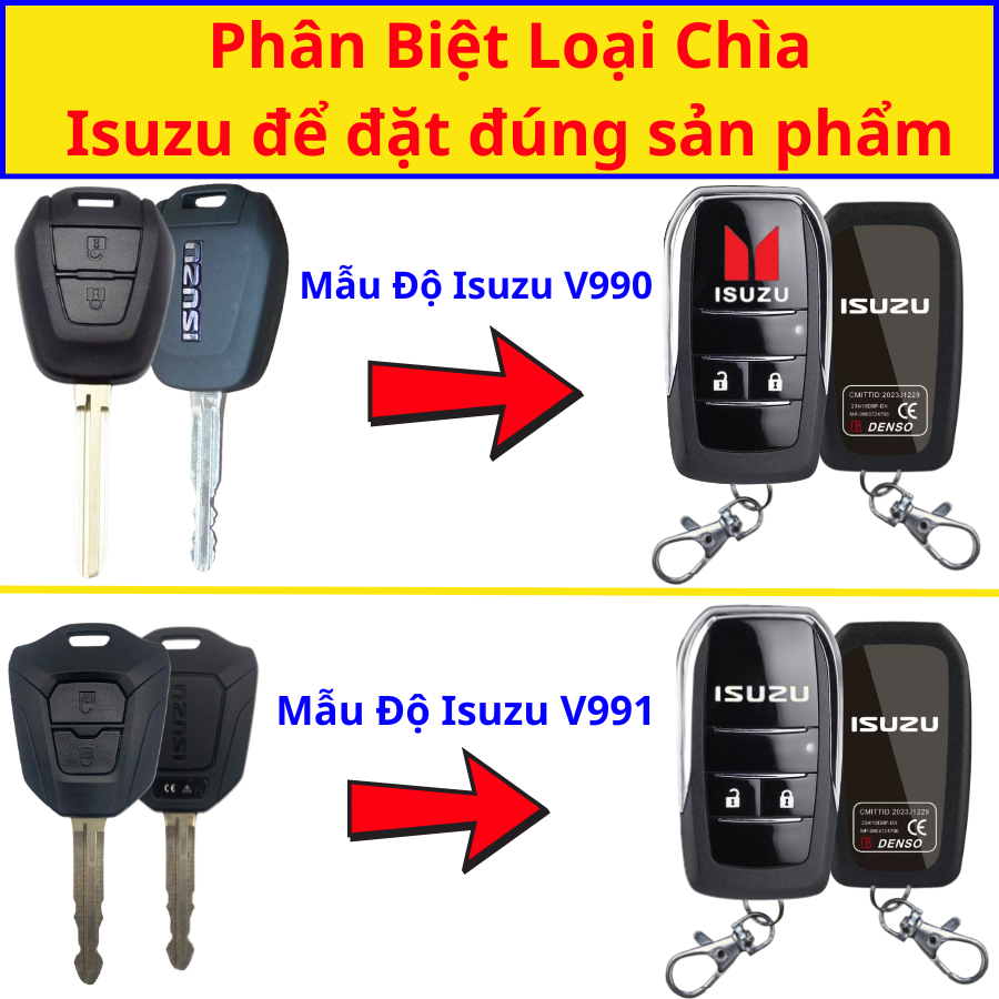 Vỏ nâng cấp chìa Khóa xe Isuzu Dmax, Mux V990 V991