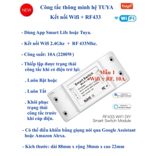 Công tắc thông minh Tuya Basic kết nối Wifi RF433 App Smart Life hoặc Tuya thumbnail