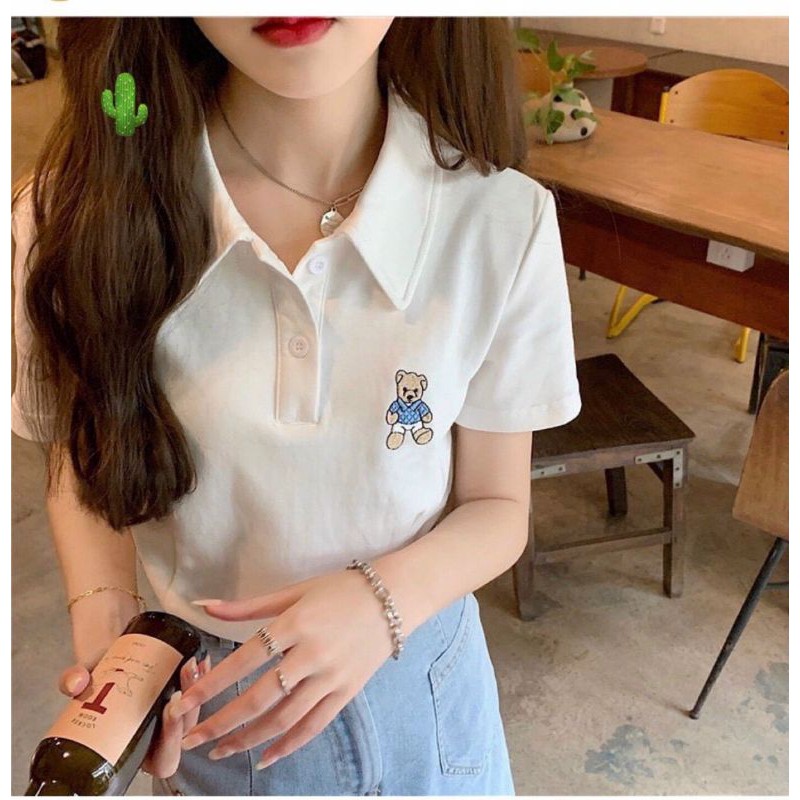 [HCM]Áo Thun Cổ Trụ Thiêu Gấu SIÊU HOT