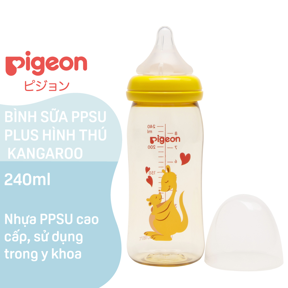 Bình Sữa PPSU Plus Pigeon Hình Thú - Kangaroo 160ML/240ML